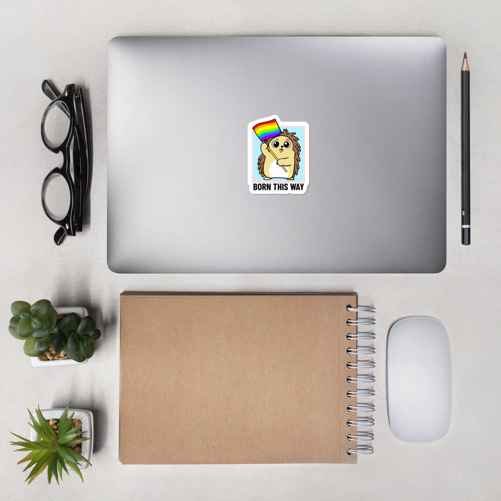 Born this Way LGBT Pride Cartoon Porcupine Bubble-free stickers